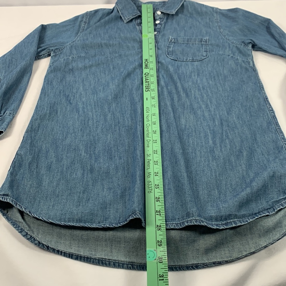 Gap Denim Pullover 1/2 Button Down Long Sleeve Blue Jean Shirt Mini Dress Size S - Picture 4 of 13
